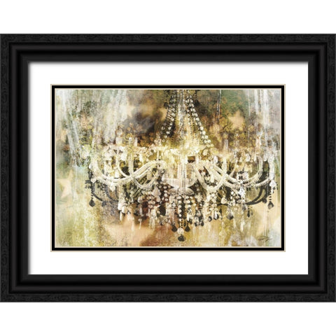 VINTAGE CRYSTAL CHANDELIER Black Ornate Wood Framed Art Print with Double Matting by Yang, Eric