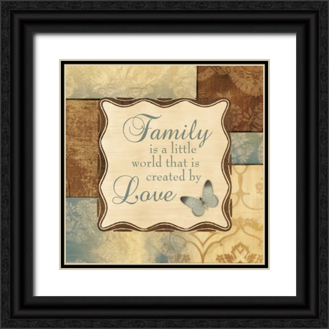 FAMILY IS A LITTLE WORLD Black Ornate Wood Framed Art Print with Double Matting by Ballantyne, Piper