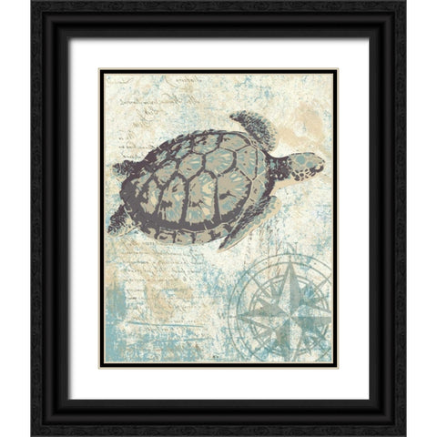 SEA TURTLES I Black Ornate Wood Framed Art Print with Double Matting by Ballantyne, Piper