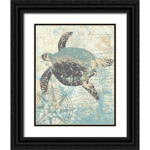 SEA TURTLES II Black Ornate Wood Framed Art Print with Double Matting by Ballantyne, Piper