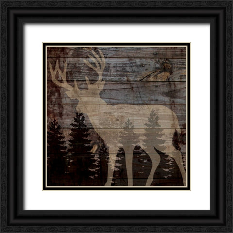 RUSTIC DEER Black Ornate Wood Framed Art Print with Double Matting by Ballantyne, Piper