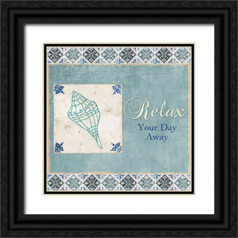 RELAX YOUR DAY AWAY Black Ornate Wood Framed Art Print with Double Matting by Ballantyne, Piper
