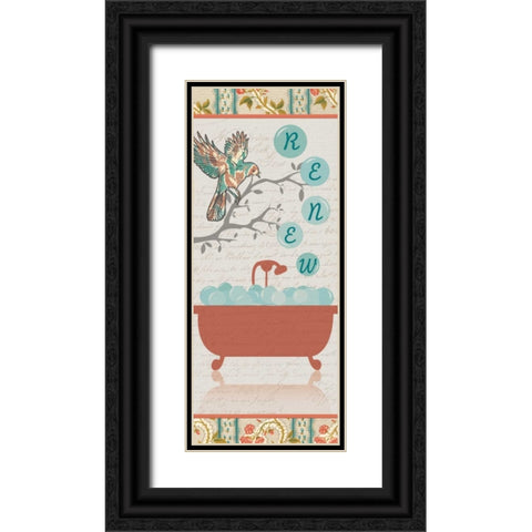 RENEW BIRD BATH Black Ornate Wood Framed Art Print with Double Matting by Ballantyne, Piper