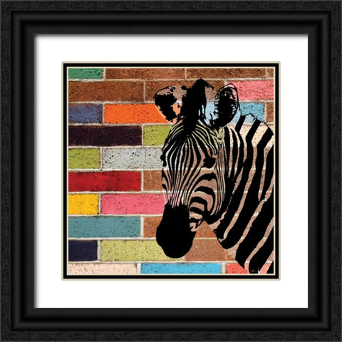 BRICK WALL ZEBRA Black Ornate Wood Framed Art Print with Double Matting by Ballantyne, Piper