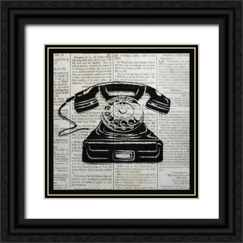 VINTAGE TELEPHONE Black Ornate Wood Framed Art Print with Double Matting by Ballantyne, Piper