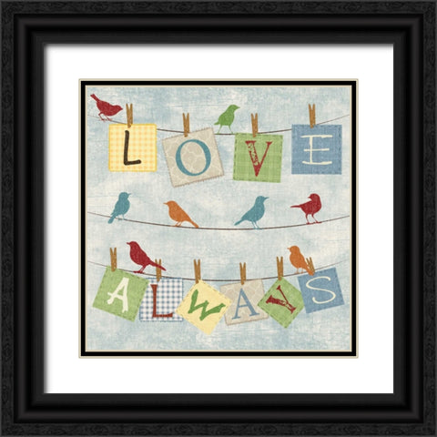 LOVE ALWAYS BIRDS Black Ornate Wood Framed Art Print with Double Matting by Ballantyne, Piper