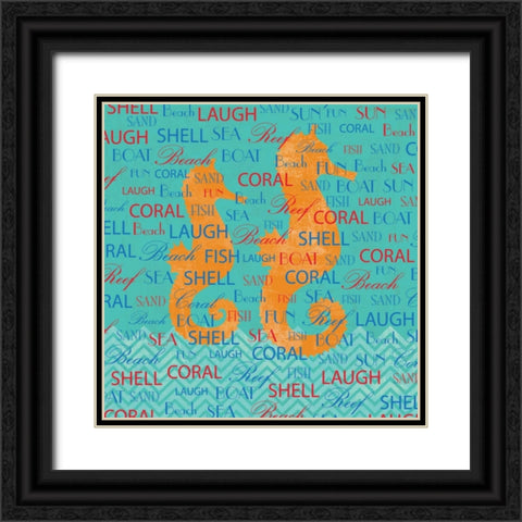 SWIMMING SEAHORSE Black Ornate Wood Framed Art Print with Double Matting by Ballantyne, Piper