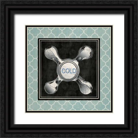 BLUE QUATREFOIL BATH I Black Ornate Wood Framed Art Print with Double Matting by Ballantyne, Piper