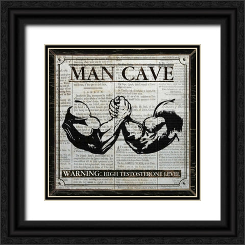 MAN CAVE - BLACK and WHITE Black Ornate Wood Framed Art Print with Double Matting by Ballantyne, Piper