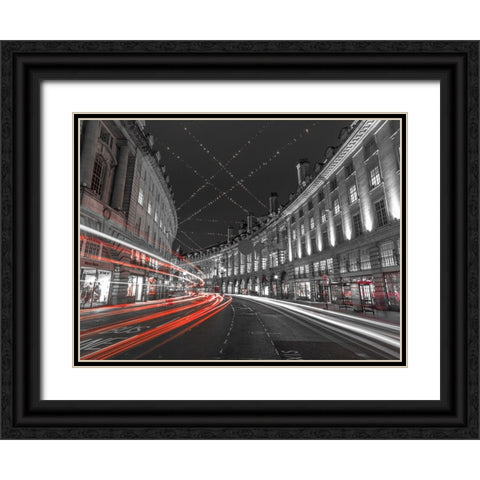 London Christmas Lights Black Ornate Wood Framed Art Print with Double Matting by Frank, Assaf