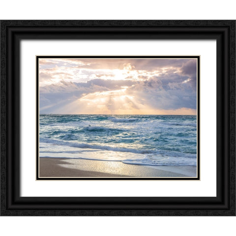 Sunset at seaside Black Ornate Wood Framed Art Print with Double Matting by Frank, Assaf