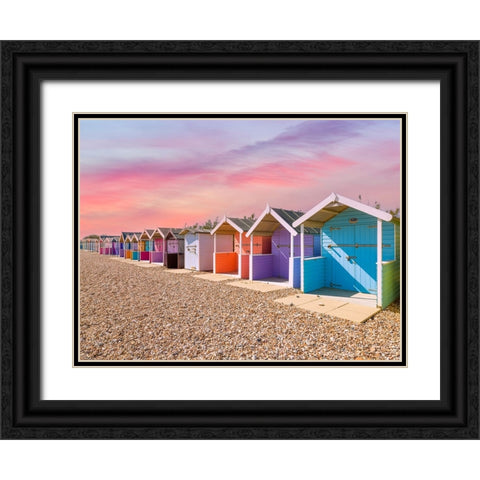 Multicolored-huts on summer day Black Ornate Wood Framed Art Print with Double Matting by Frank, Assaf