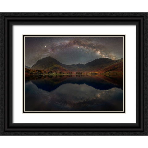 The Milky Way across Buttermere,-District Black Ornate Wood Framed Art Print with Double Matting by Frank, Assaf