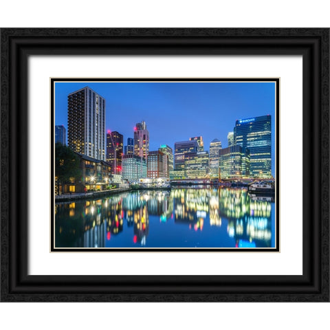 City of-reflection Black Ornate Wood Framed Art Print with Double Matting by Frank, Assaf