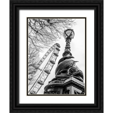 London eye and Street lamp Black Ornate Wood Framed Art Print with Double Matting by Frank, Assaf