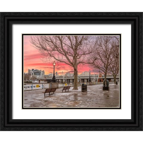 Sunset, Southbank, London Black Ornate Wood Framed Art Print with Double Matting by Frank, Assaf