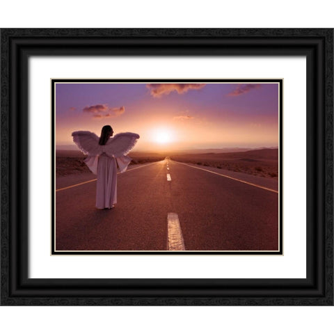FTBR 1702 Road Angel Black Ornate Wood Framed Art Print with Double Matting by Frank, Assaf