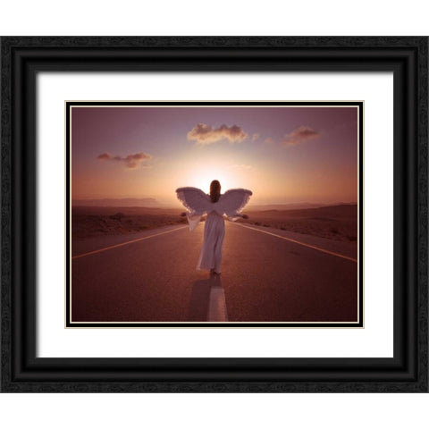 FTBR 1703 Road Angel Black Ornate Wood Framed Art Print with Double Matting by Frank, Assaf