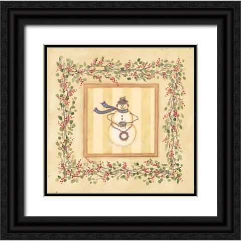 Snowman with Nest Black Ornate Wood Framed Art Print with Double Matting by Marrott, Stephanie