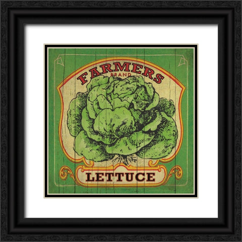 Lettuce Label Black Ornate Wood Framed Art Print with Double Matting by Marrott, Stephanie