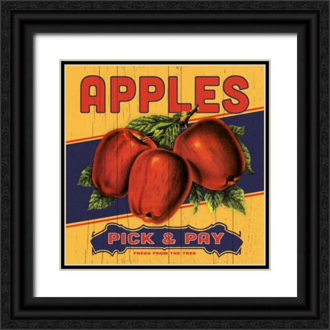 Apple Label Black Ornate Wood Framed Art Print with Double Matting by Marrott, Stephanie