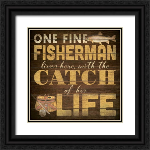 Fine Fisherman Black Ornate Wood Framed Art Print with Double Matting by Marrott, Stephanie