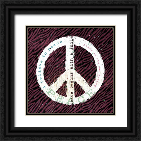 Peace Smile Zebra Black Ornate Wood Framed Art Print with Double Matting by Marrott, Stephanie