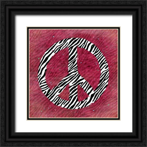 Pink Peace Zebra Black Ornate Wood Framed Art Print with Double Matting by Marrott, Stephanie