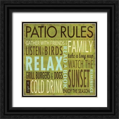 Patio Rules Black Ornate Wood Framed Art Print with Double Matting by Marrott, Stephanie