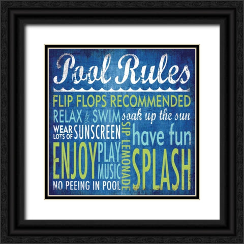 Pool Rules Black Ornate Wood Framed Art Print with Double Matting by Marrott, Stephanie