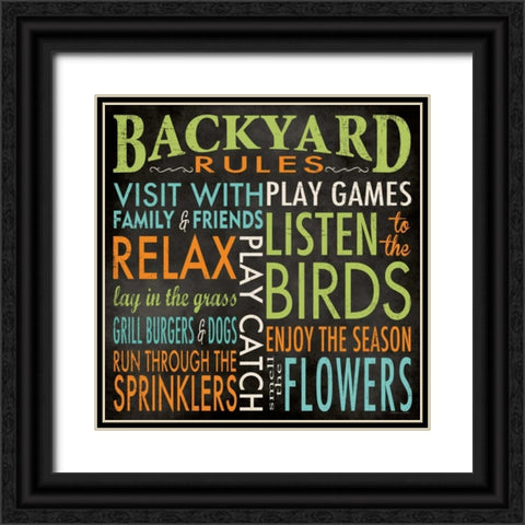 Backyard Rules Black Ornate Wood Framed Art Print with Double Matting by Marrott, Stephanie