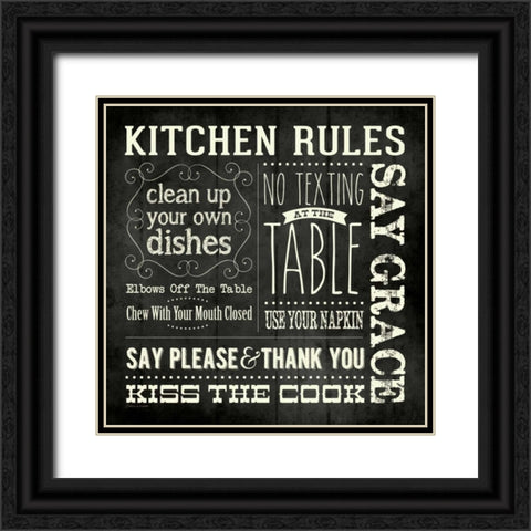 Kitchen Rules - Black Square Black Ornate Wood Framed Art Print with Double Matting by Marrott, Stephanie