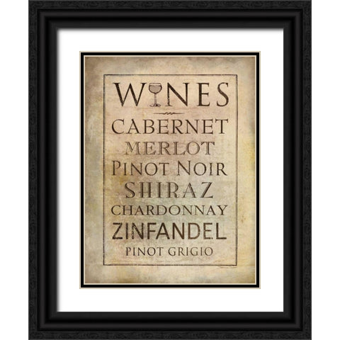Wines Black Ornate Wood Framed Art Print with Double Matting by Marrott, Stephanie