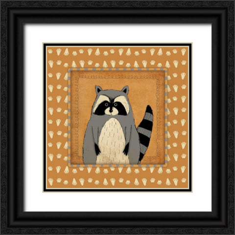 Raccoon in Frame Black Ornate Wood Framed Art Print with Double Matting by Marrott, Stephanie