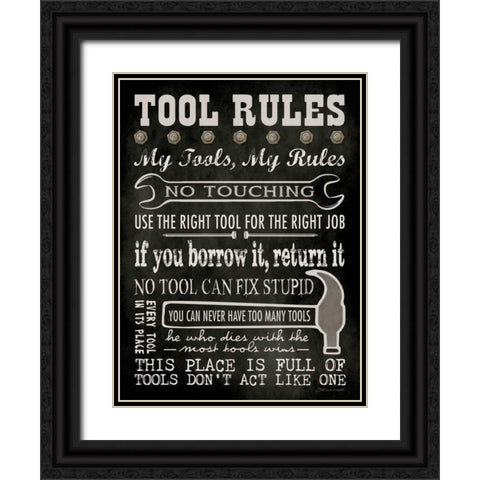 Tool Rules - Black Black Ornate Wood Framed Art Print with Double Matting by Marrott, Stephanie
