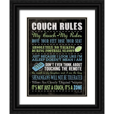 Couch Rules - Black Black Ornate Wood Framed Art Print with Double Matting by Marrott, Stephanie