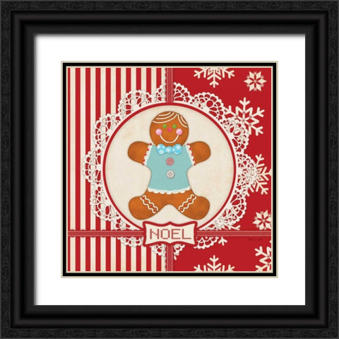 Gingerbread Boy Noel Black Ornate Wood Framed Art Print with Double Matting by Marrott, Stephanie