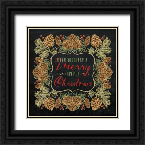 Merry Little Christmas Black Ornate Wood Framed Art Print with Double Matting by Marrott, Stephanie