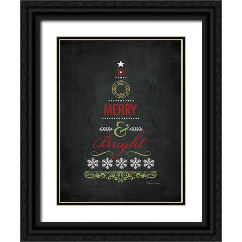 Merry and Bright Black Ornate Wood Framed Art Print with Double Matting by Marrott, Stephanie