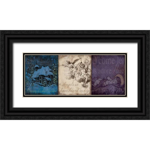 Holiday 3 Patch IV Black Ornate Wood Framed Art Print with Double Matting by Marrott, Stephanie