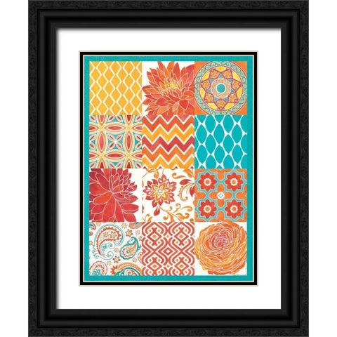 Bright Tiles 12 Patch Black Ornate Wood Framed Art Print with Double Matting by Marrott, Stephanie