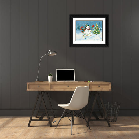 Snowman II Black Ornate Wood Framed Art Print with Double Matting by Marrott, Stephanie