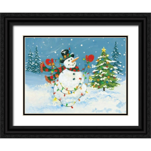 Snowman II Black Ornate Wood Framed Art Print with Double Matting by Marrott, Stephanie