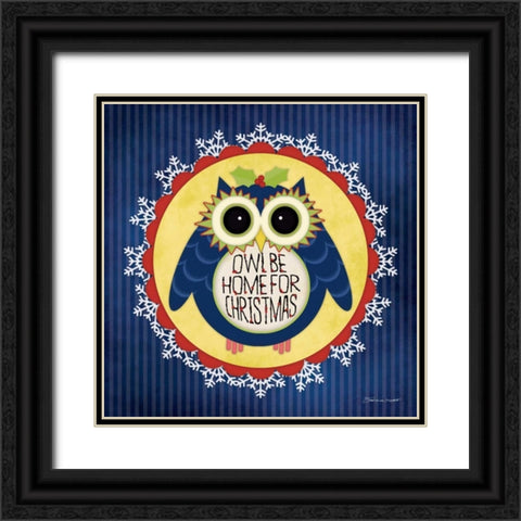 Owl Holiday II Black Ornate Wood Framed Art Print with Double Matting by Marrott, Stephanie