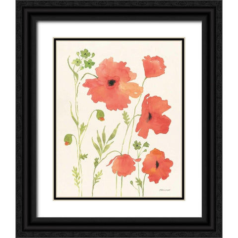 Poppy Garden Black Ornate Wood Framed Art Print with Double Matting by Marrott, Stephanie
