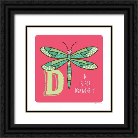 D is For Dragonfly Black Ornate Wood Framed Art Print with Double Matting by Marrott, Stephanie