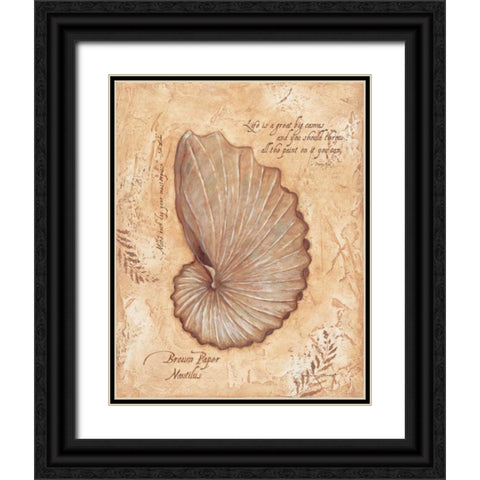 Brown Paper Nautilis Black Ornate Wood Framed Art Print with Double Matting by Marrott, Stephanie