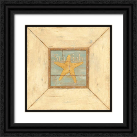 Starfish on Blue Black Ornate Wood Framed Art Print with Double Matting by Marrott, Stephanie