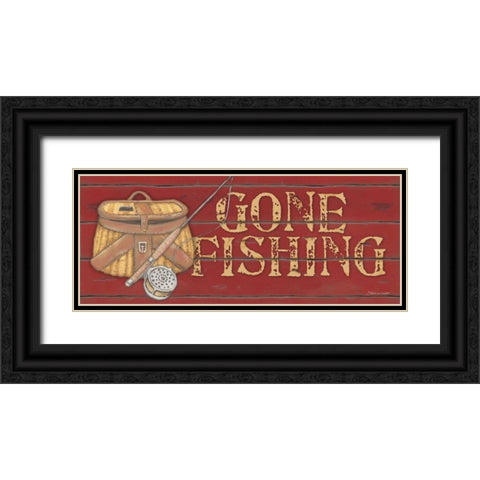 Gone Fishing Black Ornate Wood Framed Art Print with Double Matting by Marrott, Stephanie