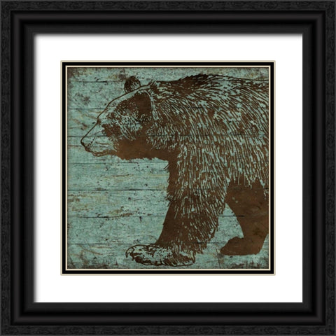 Lodge Bear Black Ornate Wood Framed Art Print with Double Matting by Marrott, Stephanie